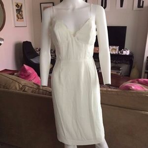 Line & Dot White Slip Dress with Lace Trim